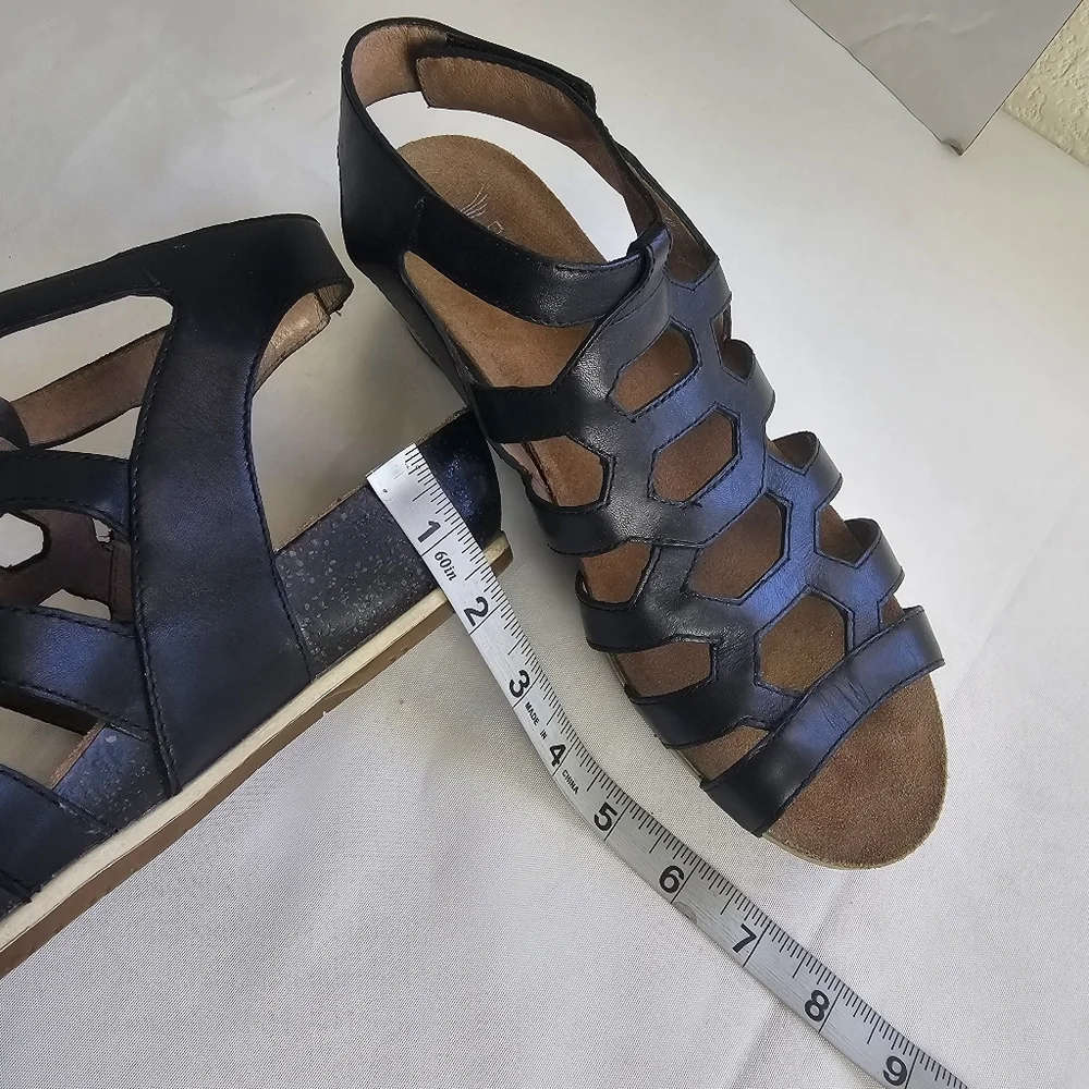 Dansko Valentina Caged Wedge Sandals Black Leather Women’s EU 40 US 9.5–10
